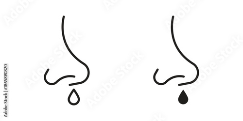 Stuffy nose icons set designed in filled, outline, line and stroke style