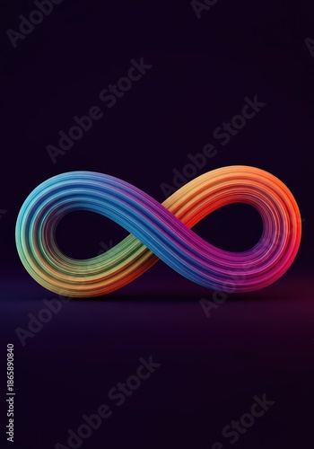 Abstract illustration showing the flowing concept of infinity and timelessness in a smooth, continuous loop shape ,calm ,seamless ,graphic
