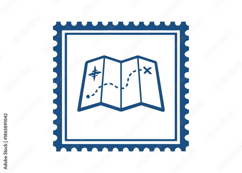 Obraz premium map postage stamp vector icon on a white background Vector postage stamp on a white background