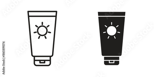 Sunscreen icons set designed in filled, outline, line and stroke style