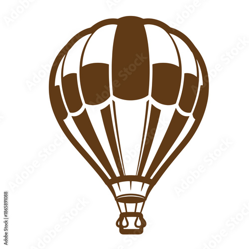 Brown hot air balloon icon isolated on transparent background for travel and adventure concepts