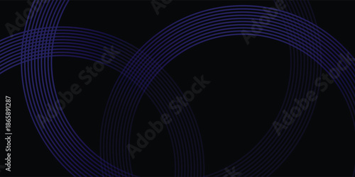 Abstract Dark Violet Curved Lines on Black Cyber Technology Background, Vector Iluustration.