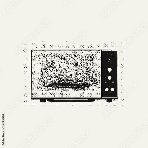 Vintage Style Microwave with Dot Pattern Design