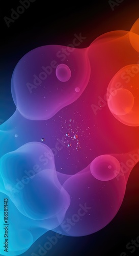 Captivating cosmic blend of fluid colors spreading organically, forming soft gradients and dynamic energy fields for background design ,artistic ,diffusion ,microscopic