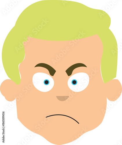 Cartoon character with unhappy facial expression