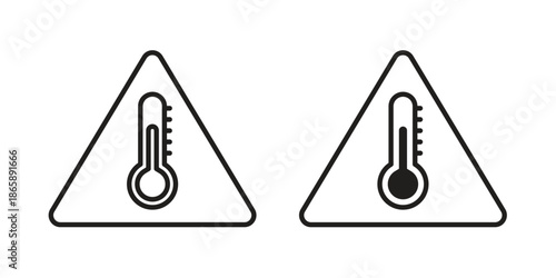 Temperature warning signs set designed in filled, outline, line and stroke style
