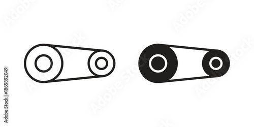 Timing belt icons set designed in filled, outline, line and stroke style