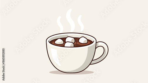 A warm cup of hot chocolate with marshmallows on a winter morning