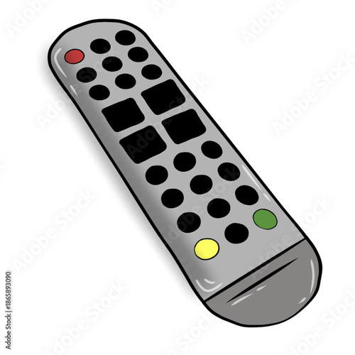 A TV remote control. 