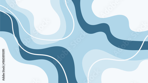 Abstract blue wavy lines on white background illustration