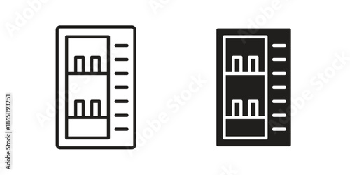 Vending machine icons set designed in filled, outline, line and stroke style