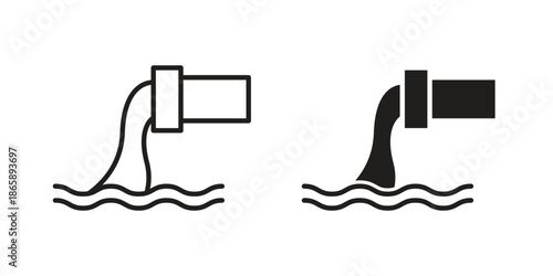 Waste water icons set designed in filled, outline, line and stroke style