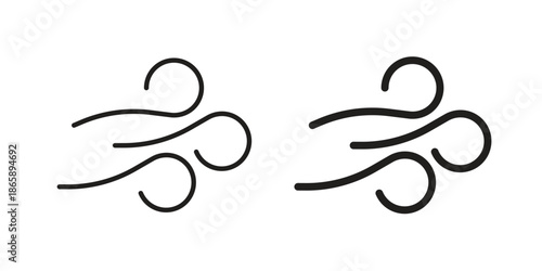 Wind clouds icons set designed in filled, outline, line and stroke style