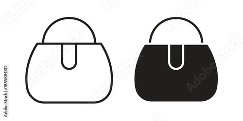 Woman purse icons set designed in filled, outline, line and stroke style