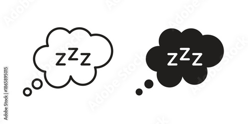 Zzz icons set designed in filled, outline, line and stroke style