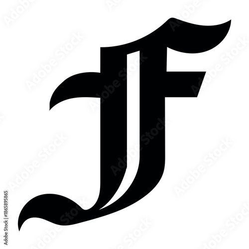 Gothic Calligraphy Letter F – Bold Blackletter Typography T-Shirt Design