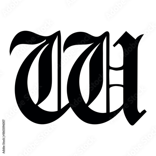 Gothic Calligraphy Letter W – Bold Blackletter Typography T-Shirt Design