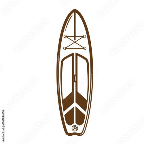 Brown stand up paddle board icon in brown color on white background  recreational water sports equipment