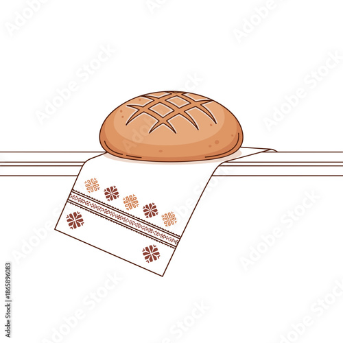 Page divider featuring a golden loaf of bread on a decorative towel
