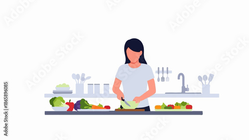 Person chopping vegetables in a kitchen