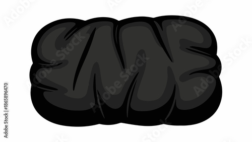 Embossed black bubble letters with subtle shading