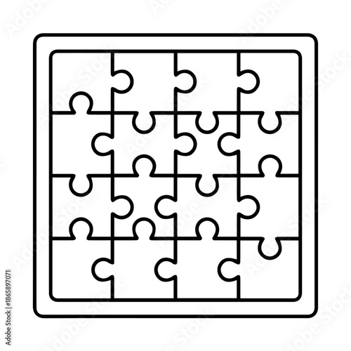Puzzle game illustration for kids and adults solving jigsaw puzzles as leisure activity and brain training