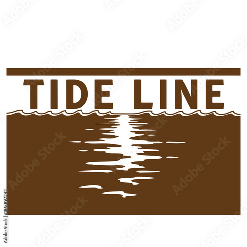 Brown tide line logo with water reflection and white background