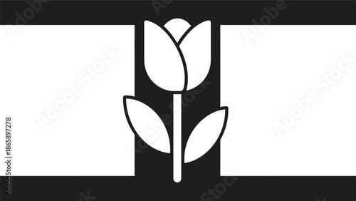 Simple black and white tulip icon.