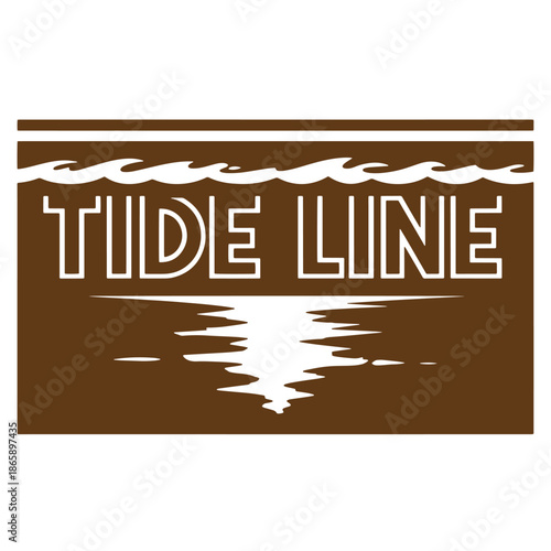 Brown tide line logo with white text and wave design on white background