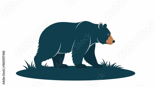 A dark blue bear illustration walking.