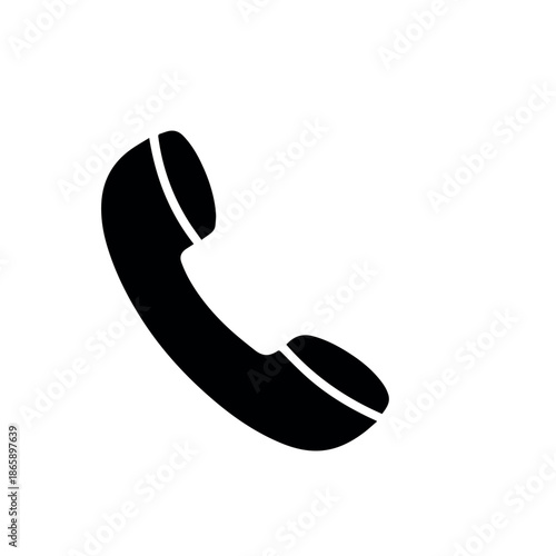 Black telephone receiver vector icon illustration for communication contact assistance and support line design