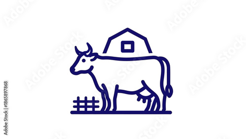 A cow standing in front of a barn.