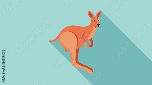 A kangaroo jumping in a sunny landscape.