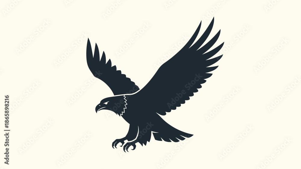 Fototapeta premium Black silhouette of an eagle flying.