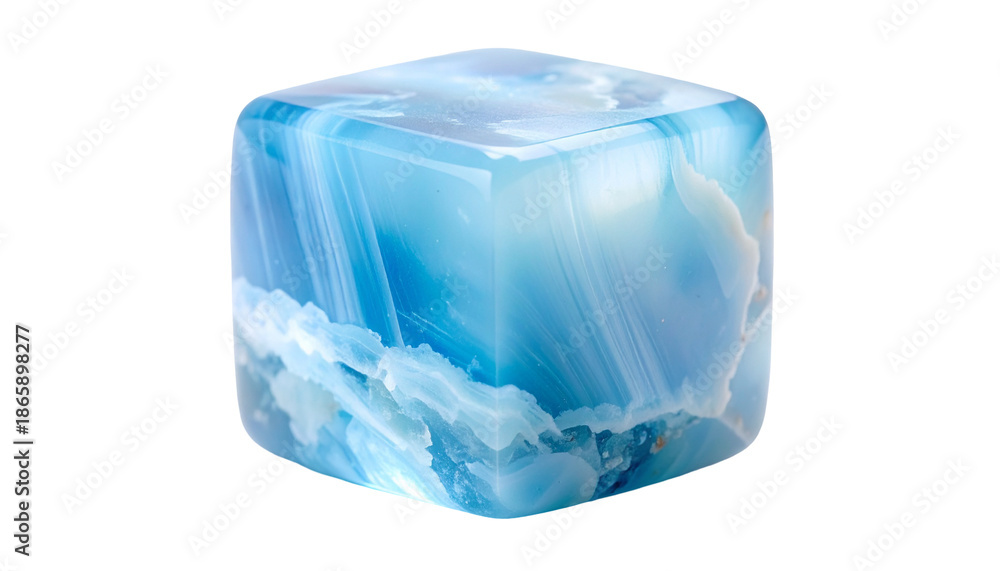 Fototapeta premium A semi-transparent cube with swirling blue and white patterns