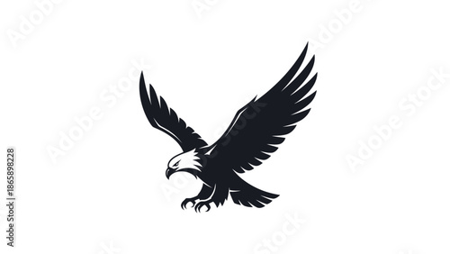 Black silhouette of an eagle flying.