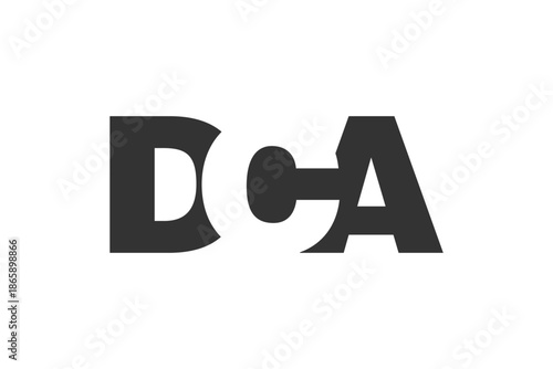 DCA logo design. Initial letter D C A bold font style for tech startups, consulting, corporate branding. Creative company name, headlines typography identity, trendy logotype.