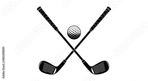 crossed golf clubs with a golf ball in the center a minimalist and striking image silhouette