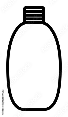 Clean minimalist outline of a cosmetic bottle, perfect for shampoo, lotion, or gel packaging designs. A versatile vector icon for health, beauty, and hygiene projects or infographics.