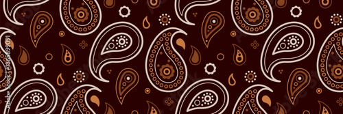 Paisley hand-drawn in boho calligraphic. Retro ornament to vibrant sample. Eternity luxury of poster vitality.