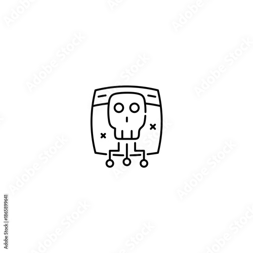 Cyber attack icon, Hacker attack Symbol Outline icon Transparent background Editable Stroke