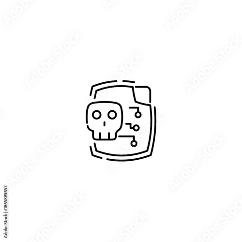Data ransomware icon, Malware bug Symbol Outline icon Transparent background Editable Stroke