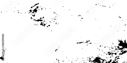 A grunge black ink splat illustration featuring a liquid spray texture and artistic splatter pattern on a dirty stain background for vector design decoration