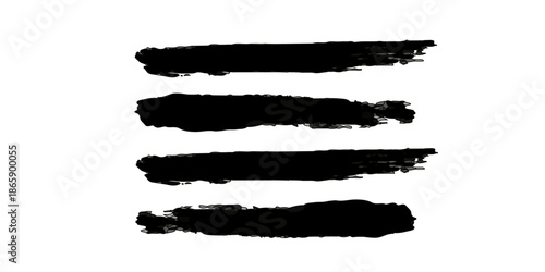 A grungy set of black ink brush strokes and watercolor paint splashes creates a torn paper border frame element on a ripped sheet texture for a blank vector banner design