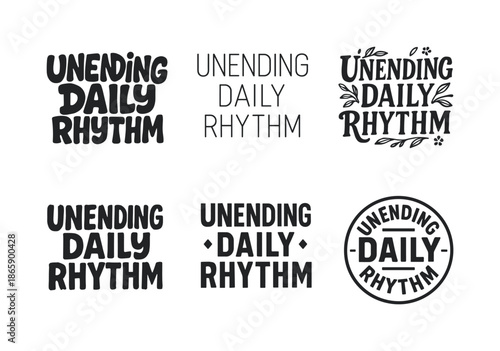 Harmonious Lettering Grid. Unending daily rhythm. Set lettering. harmonious lettering variations of the same emblematic concept, each with different artistic