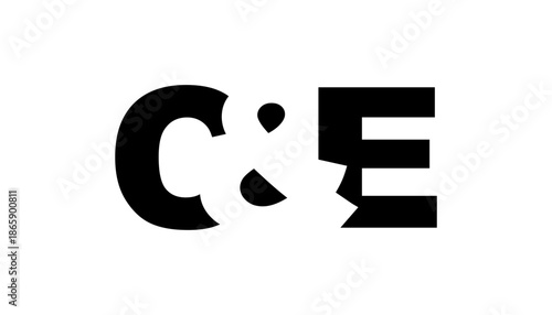 CE logo design in bold style. Black white identity symbol. Modern typography emblem. Corporate branding icon.