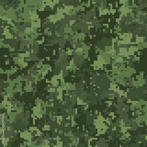 Abstract pixelated camouflage pattern.  Versatile digital texture ideal for backgrounds, fashion, military, or gaming designs.