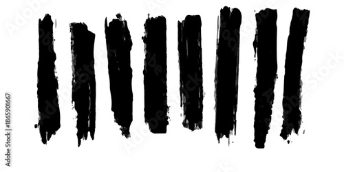 Set of black and white ink splashes with grunge brush strokes and icicle patterns creating a cold winter nature design vector illustration