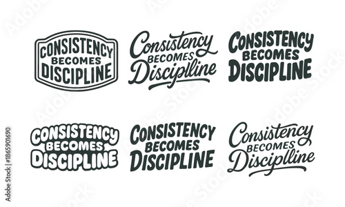 Diverse Lettering Styles. Consistency becomes discipline. Set lettering. harmonious lettering variations of the same emblematic concept, each with different