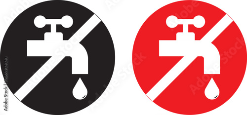 Do not waste water tap icon set. Prohibition sign. indicating non potable water. Not drinkable water, prohibition sign. Do not drink water sign, vector illustration